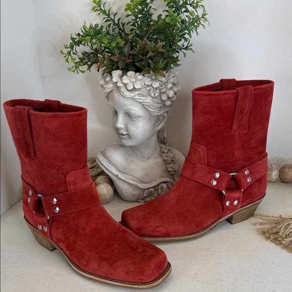 Jeffery Campbell/Waylon Harness Boot (Women)Tomato Red Size 7.5 NWOB - Picture 2 of 11